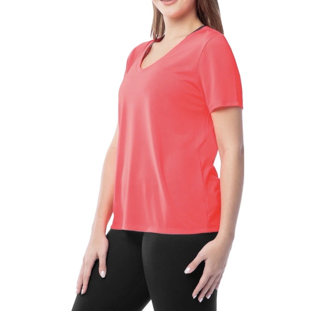 Athletic Works Women's Active Texture Knit V-Neck Tee Size‎ XS Pink NWT